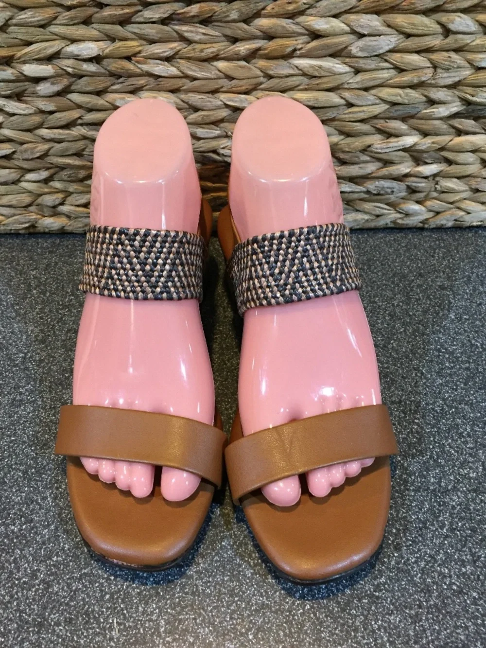 Italian Shoemakers Brown Tan Two-Strap Sandals